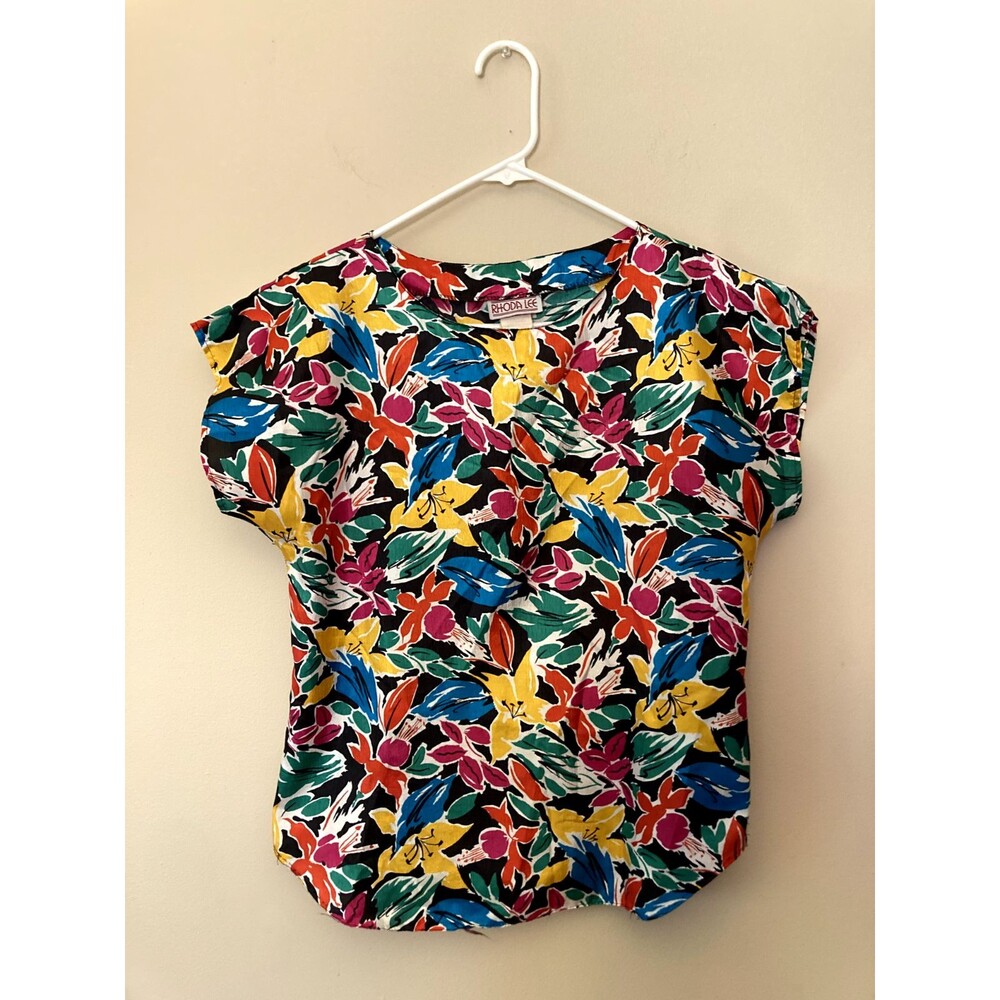 Rhoda Lee Vintage Floral Multi-Colored Blouse & Skirt - size L